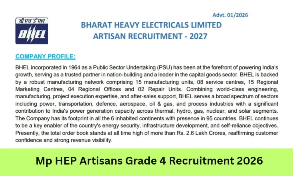 Mp HEP Artisans Grade 4 Recruitment 2026